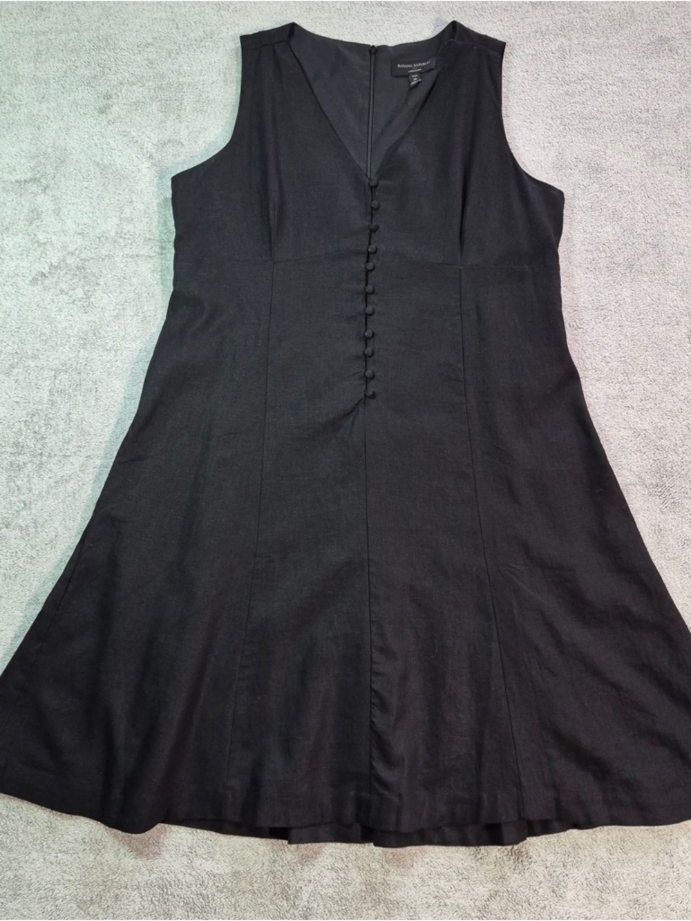 Banana Republic Classic Linen Blend  Black Sleeveless A-Line Dress